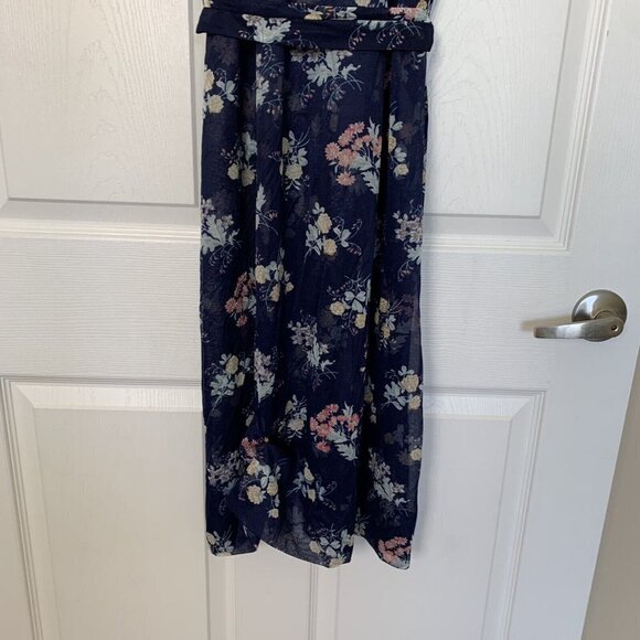 Tribute Robe Size 22 Blue Floral Sheer Button Short Sleeve House Dress - Picture 8 of 13